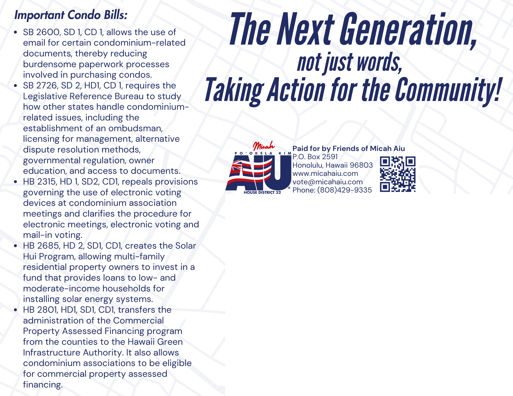 2024 campaign flyer: condominium legislation summary — open full-size image